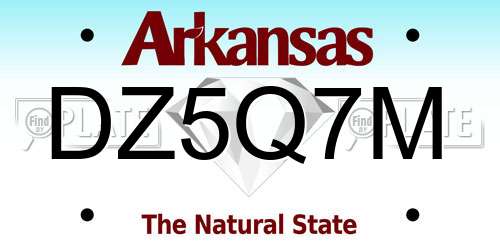 DZ5Q7M Arkansas License Plate