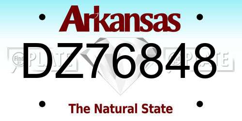 DZ76848 Arkansas License Plate