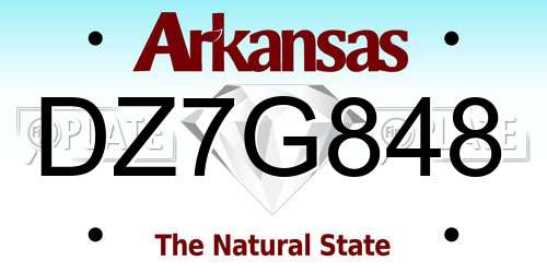 DZ7G848 Arkansas License Plate