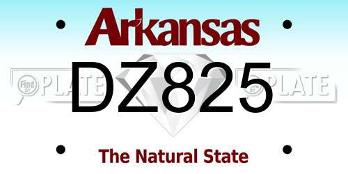 DZ825 Arkansas License Plate