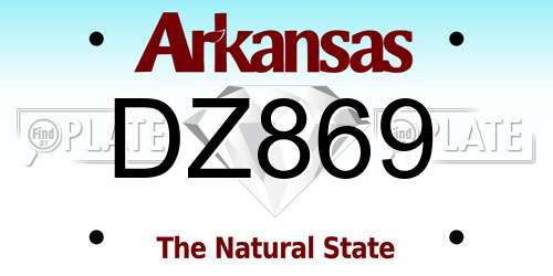 DZ869 Arkansas License Plate