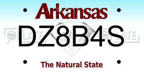 DZ8B4S Arkansas License Plate
