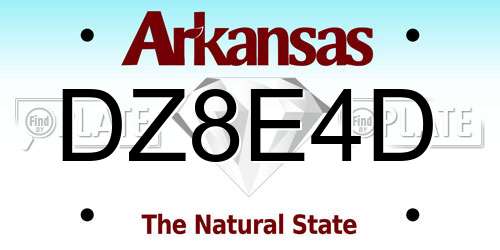 DZ8E4D Arkansas License Plate