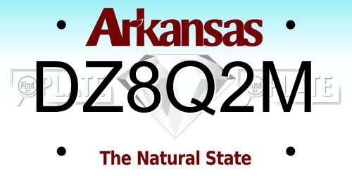 DZ8Q2M Arkansas License Plate