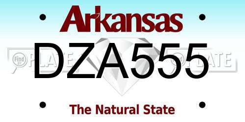 DZA555 Arkansas License Plate