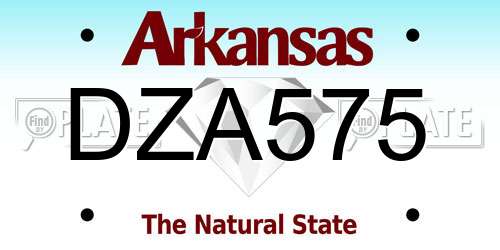DZA575 Arkansas License Plate