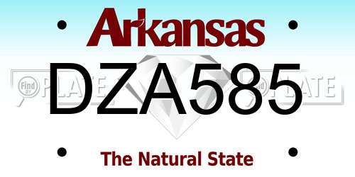 DZA585 Arkansas License Plate