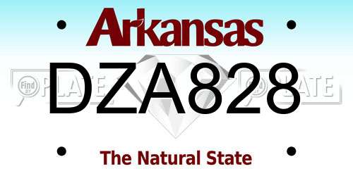 DZA828 Arkansas License Plate