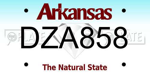 DZA858 Arkansas License Plate