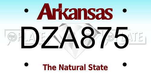 DZA875 Arkansas License Plate
