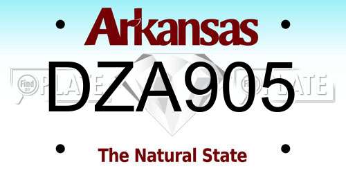 DZA905 Arkansas License Plate