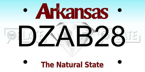 DZAB28 Arkansas License Plate