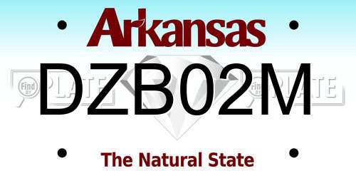 DZB02M Arkansas License Plate