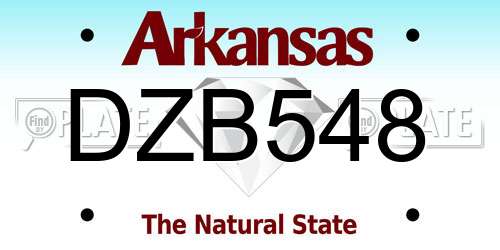 DZB548 Arkansas License Plate