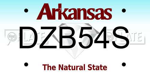 DZB54S Arkansas License Plate