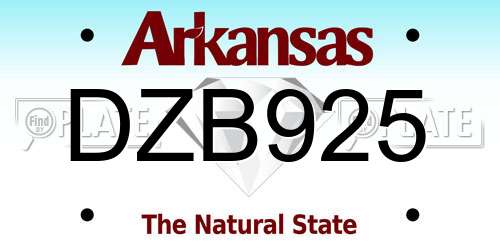 DZB925 Arkansas License Plate