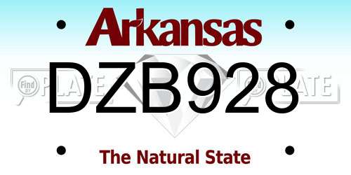 DZB928 Arkansas License Plate