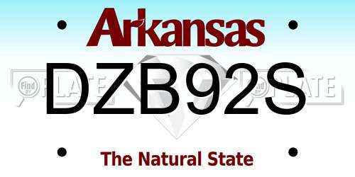 DZB92S Arkansas License Plate