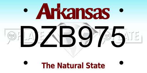 DZB975 Arkansas License Plate