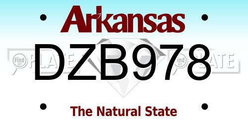 DZB978 Arkansas License Plate