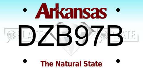 DZB97B Arkansas License Plate