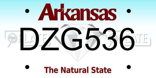 DZG536 Arkansas License Plate