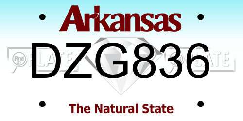 DZG836 Arkansas License Plate