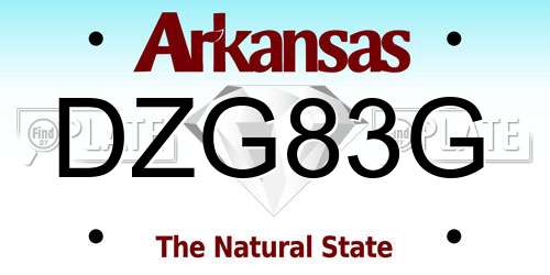 DZG83G Arkansas License Plate