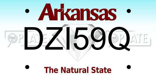 DZI59Q Arkansas License Plate