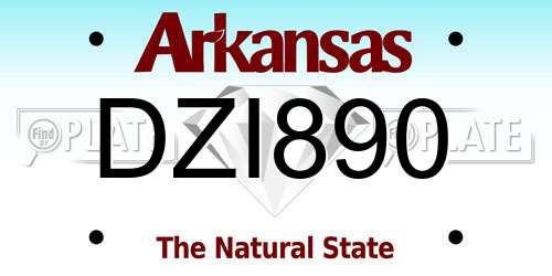 DZI890 Arkansas License Plate