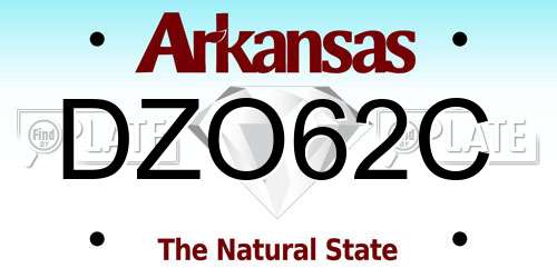 DZO62C Arkansas License Plate