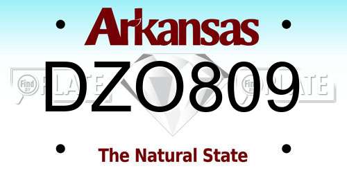 DZO809 Arkansas License Plate