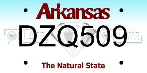 DZQ509 Arkansas License Plate