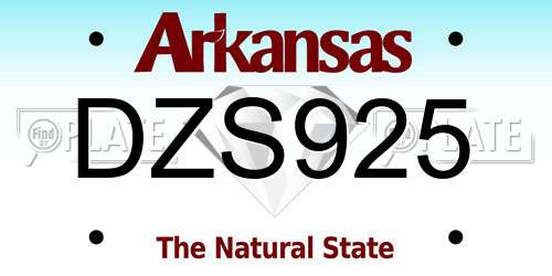DZS925 Arkansas License Plate