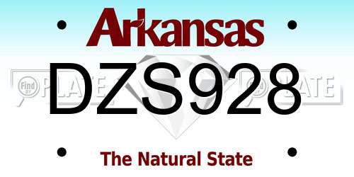DZS928 Arkansas License Plate