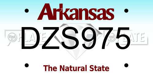 DZS975 Arkansas License Plate