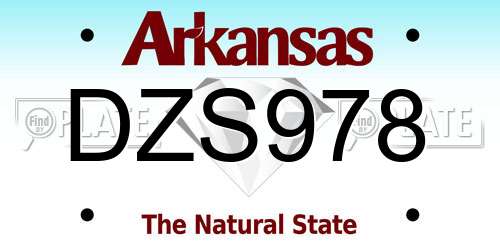 DZS978 Arkansas License Plate