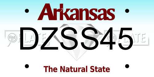 DZSS45 Arkansas License Plate