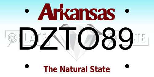DZTO89 Arkansas License Plate