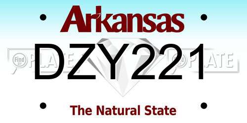 DZY221 Arkansas License Plate