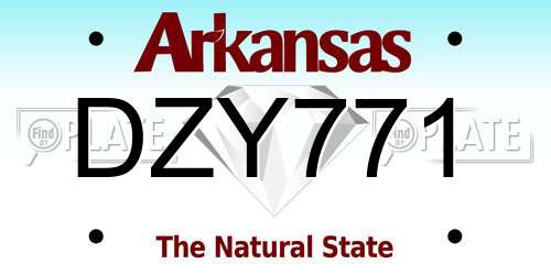 DZY771 Arkansas License Plate