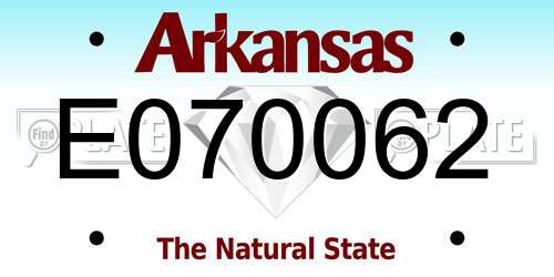 E070062 Arkansas License Plate