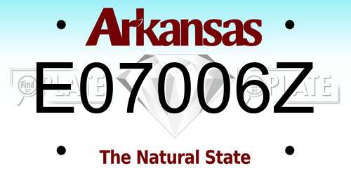 E07006Z Arkansas License Plate