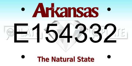 E154332 Arkansas License Plate