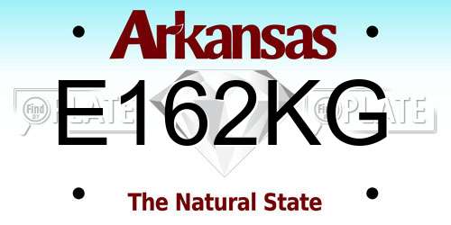 E162KG Arkansas License Plate