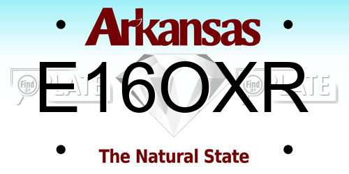 E16OXR Arkansas License Plate