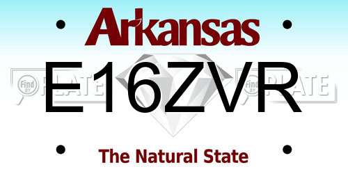 E16ZVR Arkansas License Plate