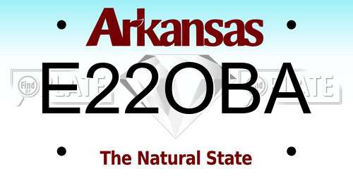 E22OBA Arkansas License Plate