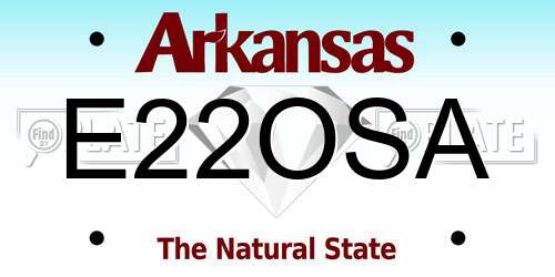 E22OSA Arkansas License Plate