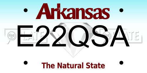 E22QSA Arkansas License Plate